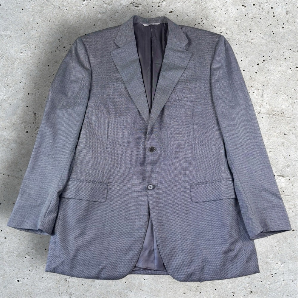 Canali Blazer Made in Italy Wool Sport Coat 44L Grey 2btn Sharkskin